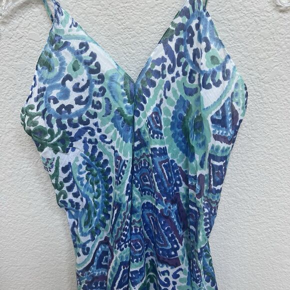 Charlie Paige NWT Dress One Size Flowy Cover Up Beaded Boho Blue Teal Aqua Beach - Picture 4 of 10